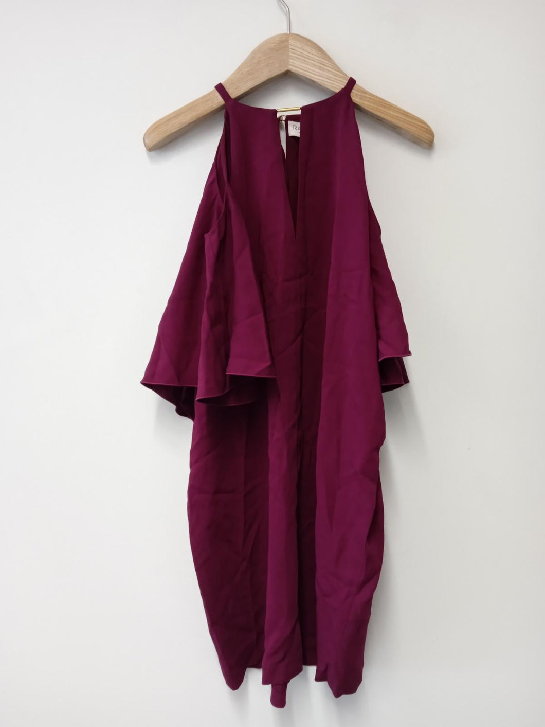 RACHEL ZOE Ladies Burgundy Short Sleeve Round Neck Dress Size UK6 NEW