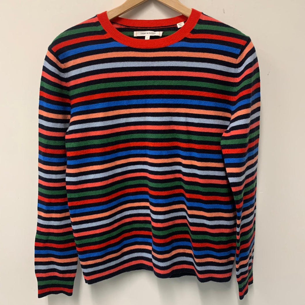 CHINTI & PARKERS Multicoloured Stripe Ladies Rainbow Pullover Jumper S