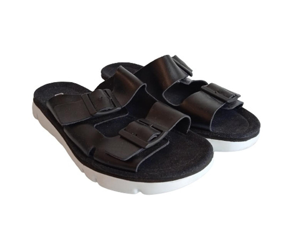 CAMPER Ladies Black & White Leather Buckle Strap Slip-On Sandals EU36 UK3