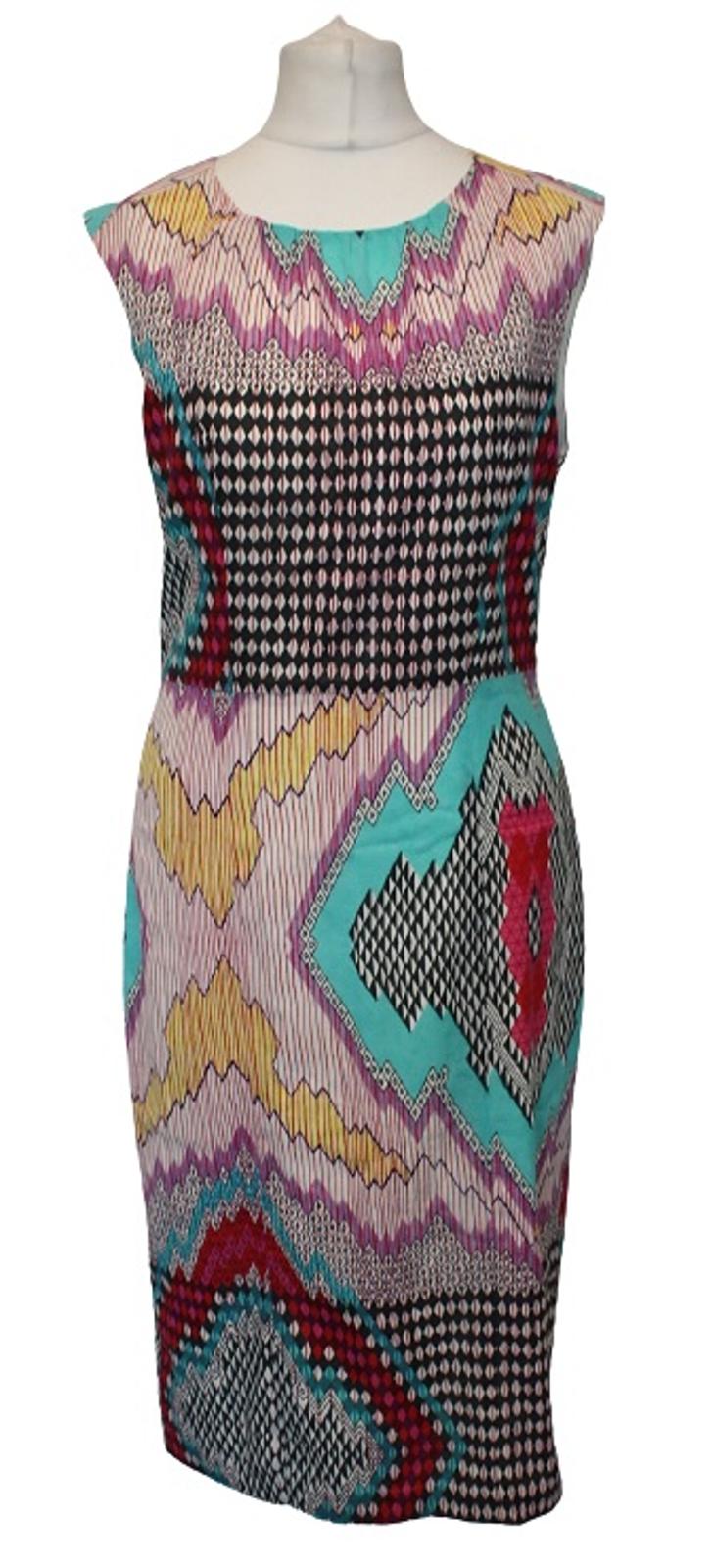 GORMAN X KATE KOSEK Ladies Multi-Coloured Printed Stretch Silk Pencil Dress UK8