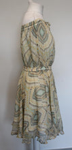 Load image into Gallery viewer, FRENCH CONNECTION Ladies Pale Yellow Multi Off Shoulder Printed Silk Dress UK4
