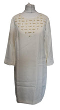 Load image into Gallery viewer, ANN TAYLOR Ladies Cream Ivory Beaded Shift Mini Cocktail Dress US6 UK10 NEW
