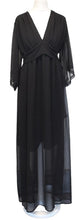 Load image into Gallery viewer, ATTERLEY ROAD Ladies Black V-Neck Tie Back Semi-Sheer Occasion Maxi Dress UK12
