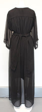 Load image into Gallery viewer, ATTERLEY ROAD Ladies Black V-Neck Tie Back Semi-Sheer Occasion Maxi Dress UK12
