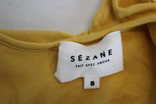 Load image into Gallery viewer, SEZANE Ladies Yellow Sleeveless Scoop Ruffle Neck Stretch Bodysuit Size S
