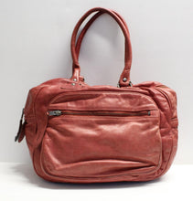Load image into Gallery viewer, FARHI Ladies Coral Red Leather Zip Roomy Day Tote Shoulder Bag 34 x 28 x 13cm
