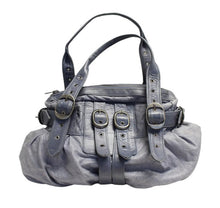 Load image into Gallery viewer, BRUUNS BAZAAR Ladies Blue Grey Leather Top Zip Shoulder Bag 39 x 22 x11cm
