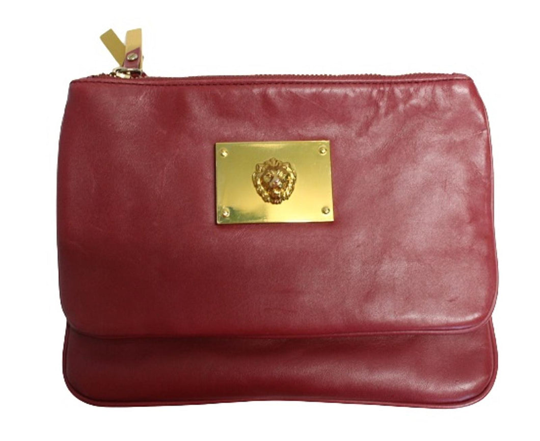 & OTHER STORIES Ladies Red Leather Zip Gold Tone Logo Clutch Bag 23 x 18cm