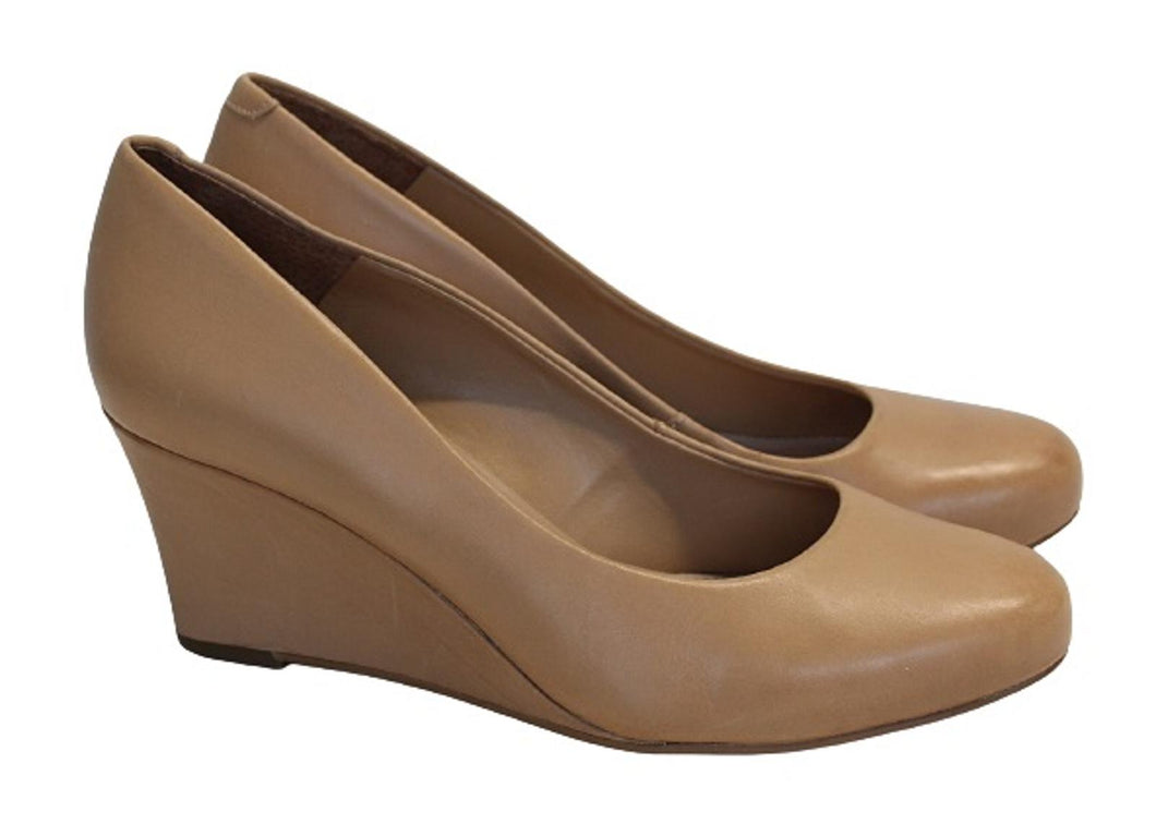 CARVELA KURT GEIGER Ladies Beige Leather Wedge Heels Court Shoes EU38 UK5