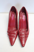 Load image into Gallery viewer, JONES BOOTMAKER Ladies Cover Red Leather Contrast Stitch Court Shoes EU38 UK5
