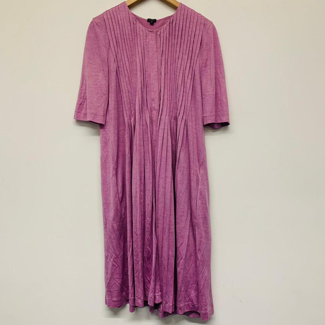 JOSEPH Pink Ladies Short Sleeve Round Neck Pleated Dress Size UK M