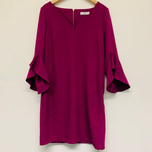 Load image into Gallery viewer, ISSA Purple Ladies Long Sleeve V-neck Shift Bell Sleeve Dress Size UK 12
