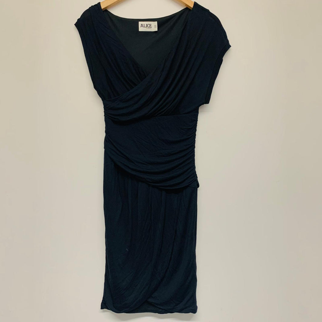 ALICE BY TEMPERLY Black Ladies Sleeveless V-neck A-Line Dress Size UK 8
