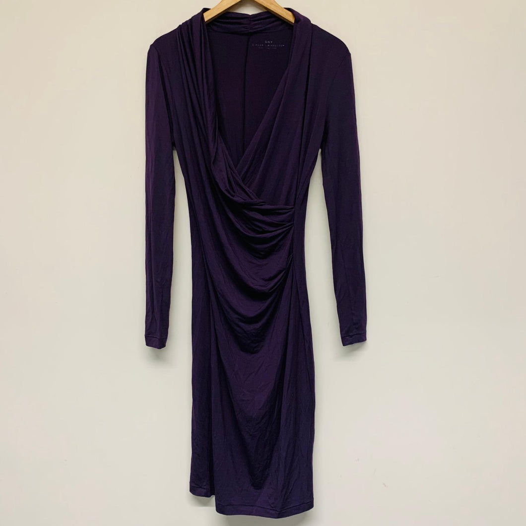 DAY X BIRGER MIKKELSEN Purple Ladies Long Sleeve Scoop Neck Bodycon Dress UK S