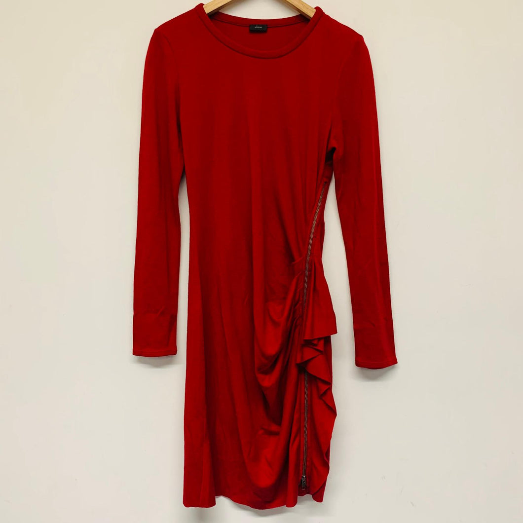 JOSEPH Red Ladies Long Sleeve Round Neck A-Line Stretch Dress Size UK 12