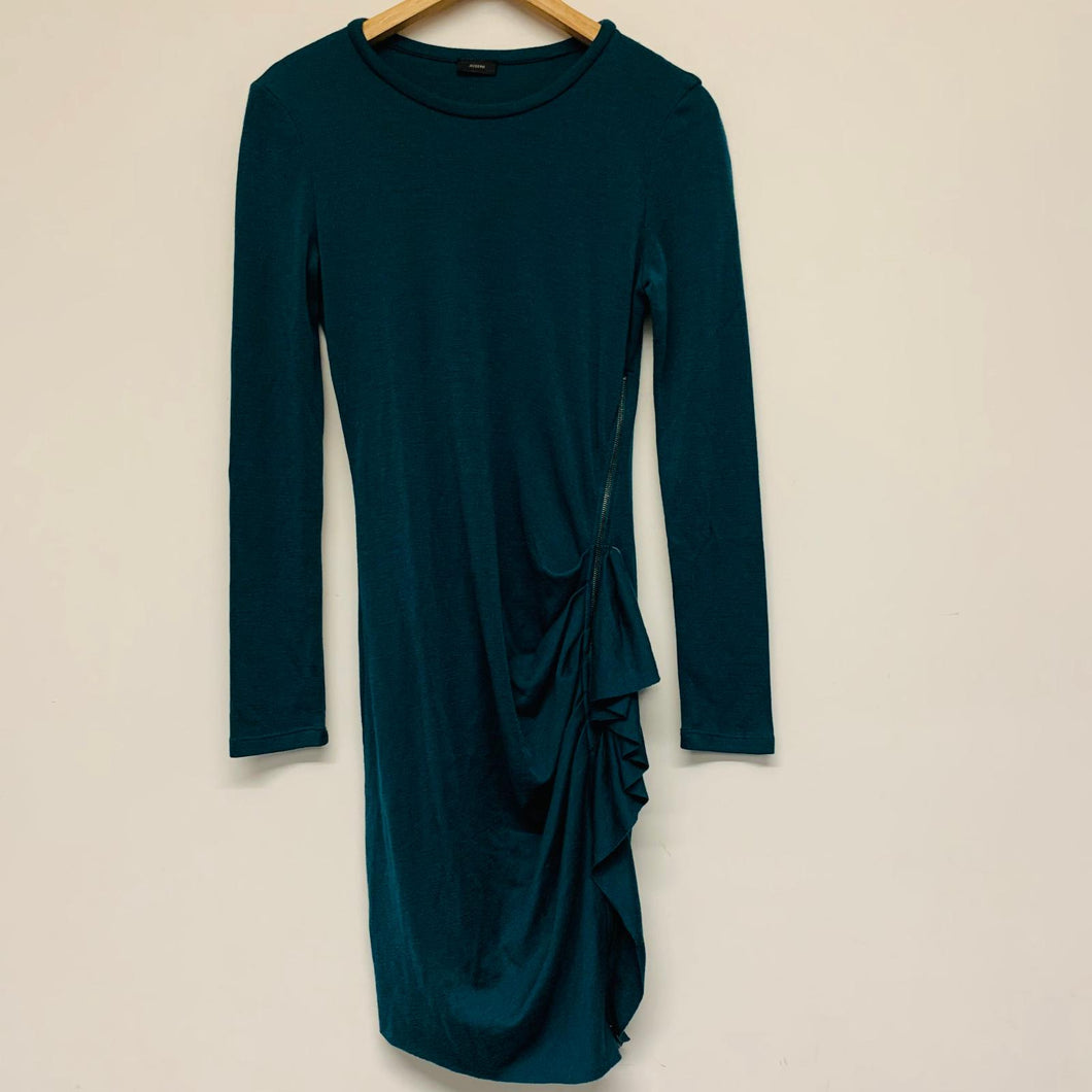 JOSEPH Petrol Blue Ladies Long Sleeve Round Neck A-Line Dress Size UK 12