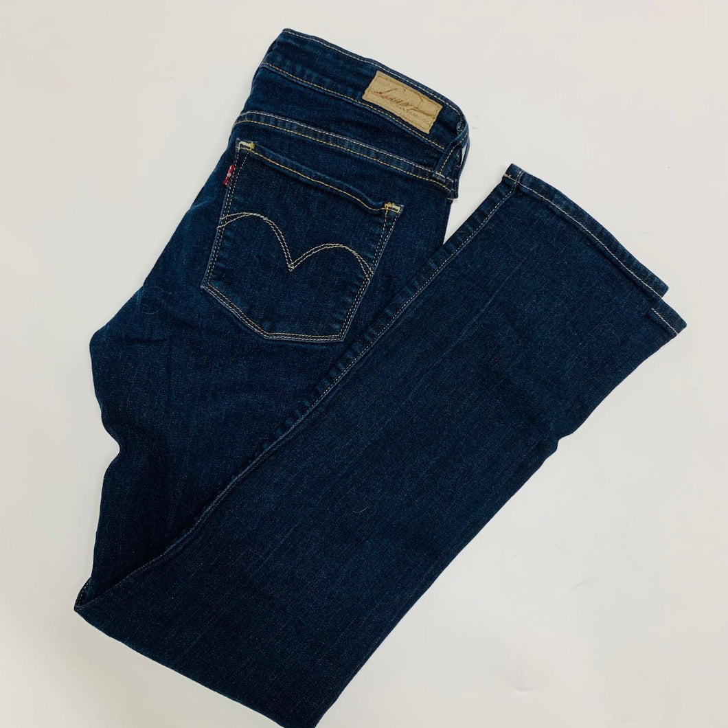 LEVI'S Dark Navy Blue Slight Curve Slim Ladies Tapered Jeans W28 L29