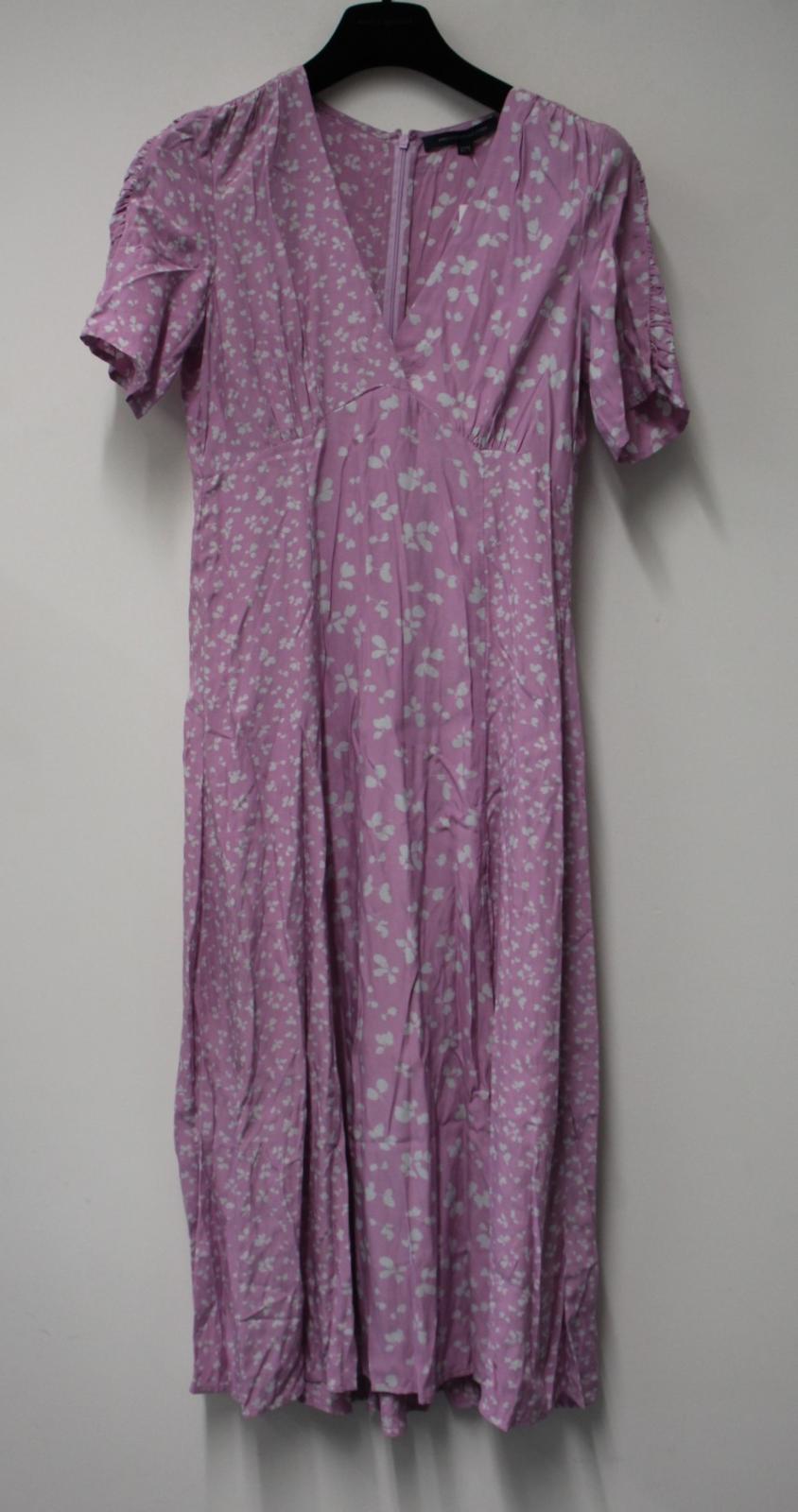 FRENCH CONNECTION Ladies Lavender Pink Floral Print Midi Dress Size UK14 NEW