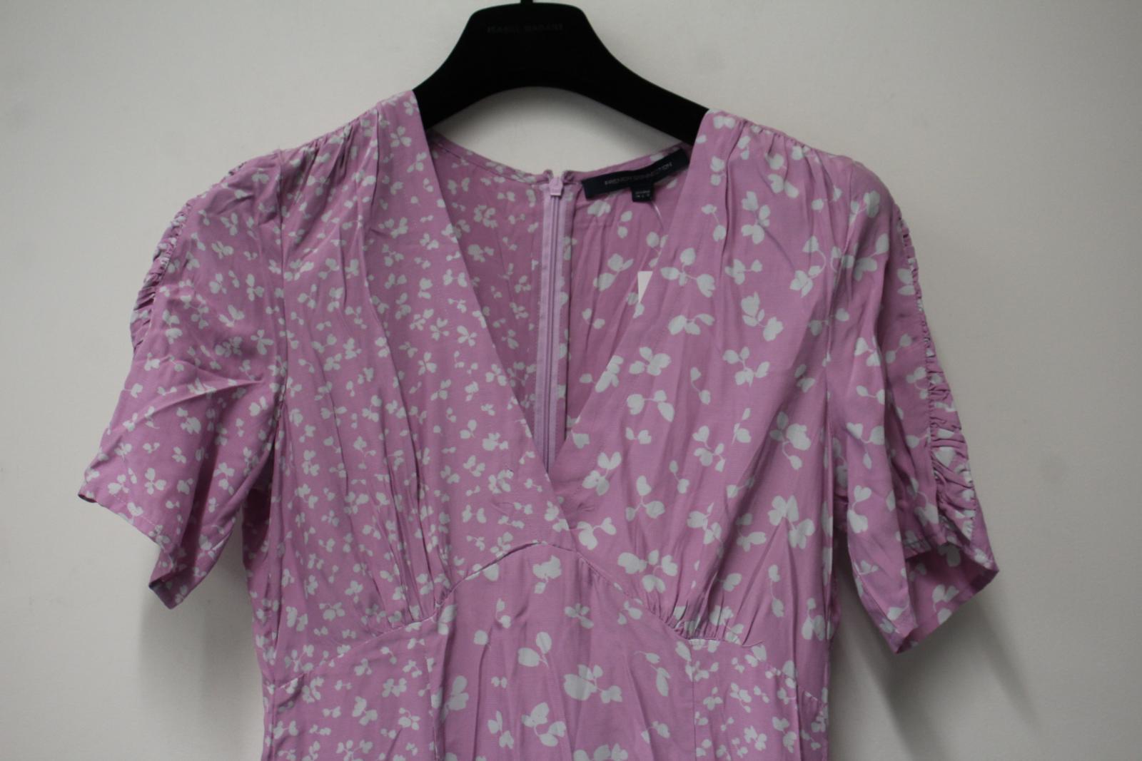 FRENCH CONNECTION Ladies Lavender Pink Floral Print Midi Dress Size UK   ReThread