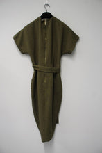 Load image into Gallery viewer, CLOSET LONDON Ladies Olive Green Tie Waist Kimono Sleeve Wrap Dress Approx UK12
