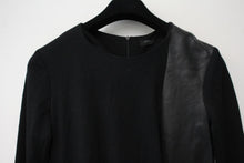 Load image into Gallery viewer, JOSPEH Ladies Black Wool Lambskin Leather Detail Knee Length Dress EU42 UK14
