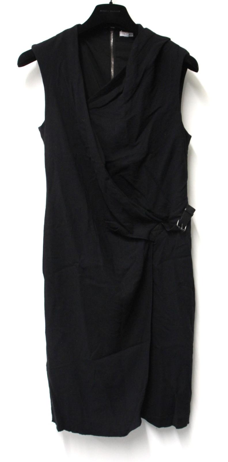 HELMUT LANG Ladies Black Wool Blend Sleeveless Knee Length Shift Dress US8 UK12