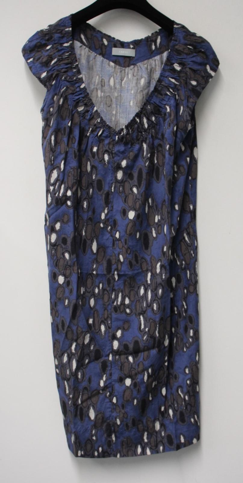 FARHI Ladies Blue Pebble Print Silk Sleeveless Knee-Length Tunic Dress UK12