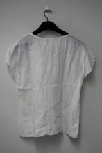 Load image into Gallery viewer, MAX MARA Ladies White Linen Short Sleeve Scoop Neck T-Shirt Top Size UK12
