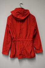 Load image into Gallery viewer, MASSIMO DUTTI Ladies Red Zip-Up Tie Waist Hooded Windbreaker Jacket Size L
