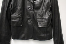 Load image into Gallery viewer, JOSEPH Ladies Black Lambskin Leather 2-Button Single Breasted Jacket FR42 UK14
