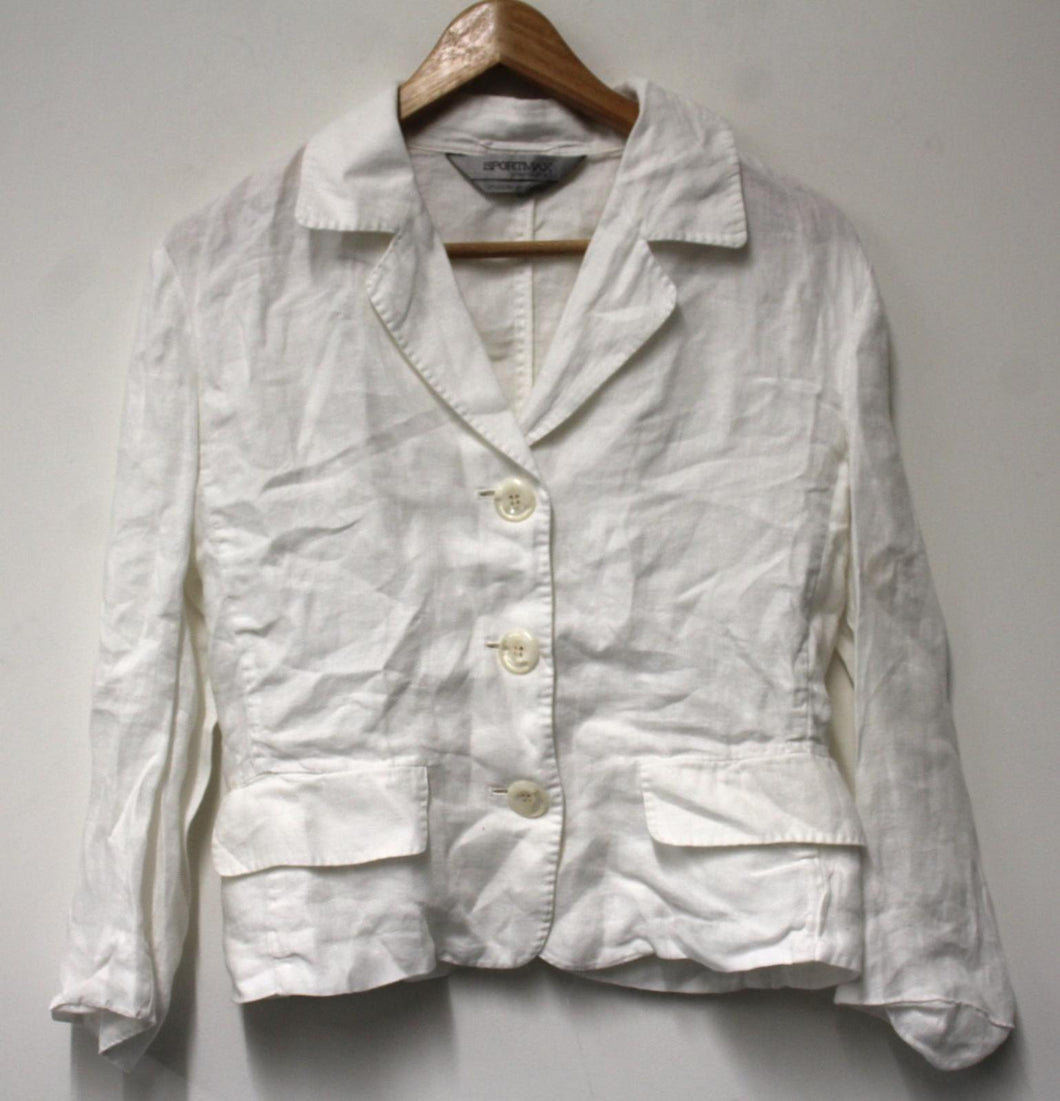 SPORTMAX Ladies Off-White Linen Lightweight 3- Button Jacket Size UK10