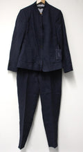 Load image into Gallery viewer, ZARA BASIC Ladies Navy Blue Linen Blend Single Breasted Trouser Suit L NEW
