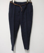 Load image into Gallery viewer, ZARA BASIC Ladies Navy Blue Linen Blend Single Breasted Trouser Suit L NEW
