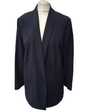 Load image into Gallery viewer, M&amp;S Ladies Navy Blue Long Sleeve Open Front Blazer Jacket Size UK16
