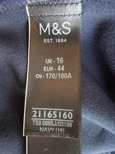 Load image into Gallery viewer, M&amp;S Ladies Navy Blue Long Sleeve Open Front Blazer Jacket Size UK16
