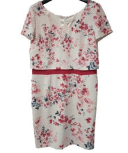 Load image into Gallery viewer, JACQUES VERT Ladies Ivory &amp; Pink Floral Print Knee Length Dress Size UK16

