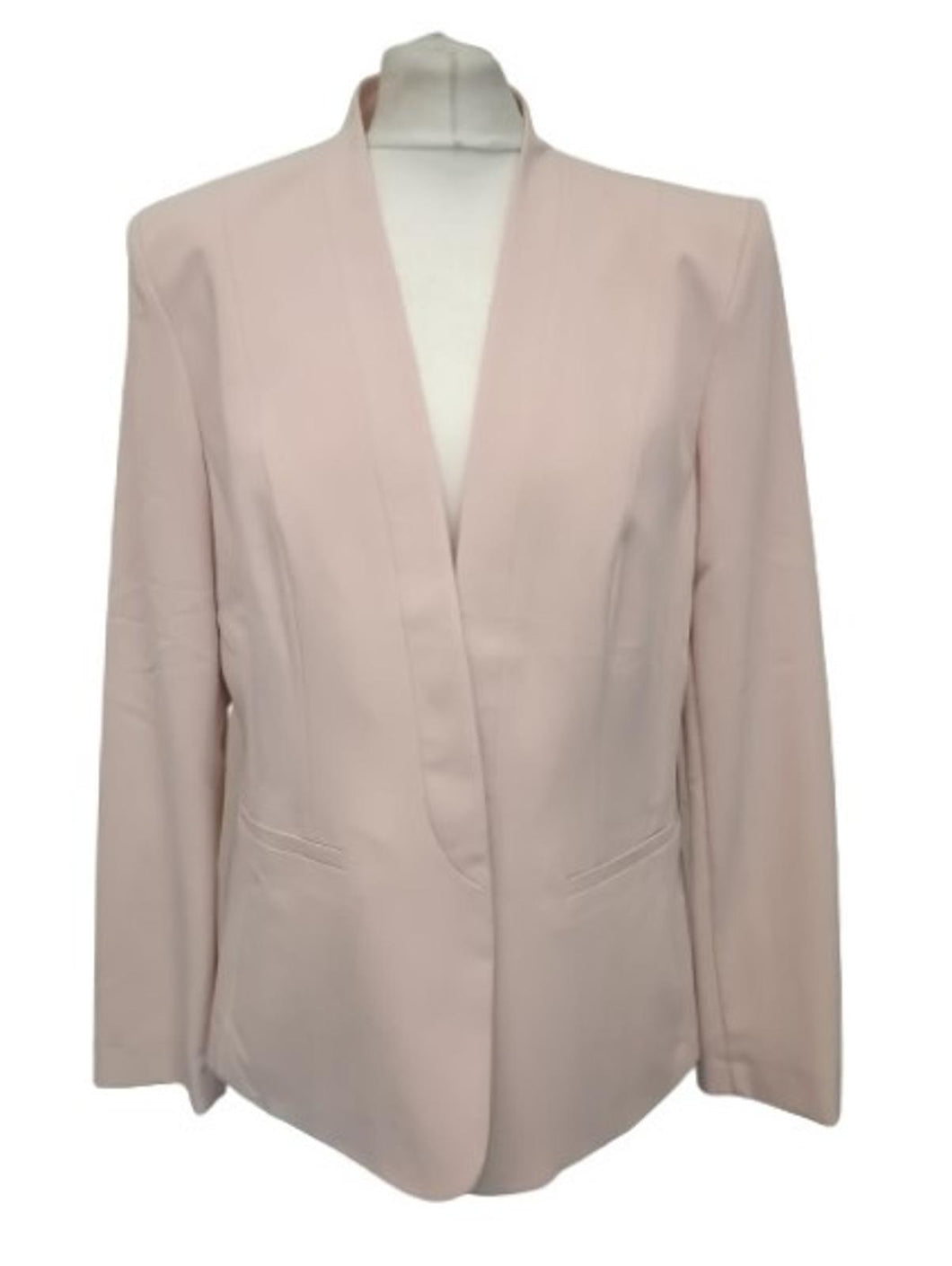 M&S Ladies Nude Pink Long Sleeve Open Front Blazer Jacket Size UK16