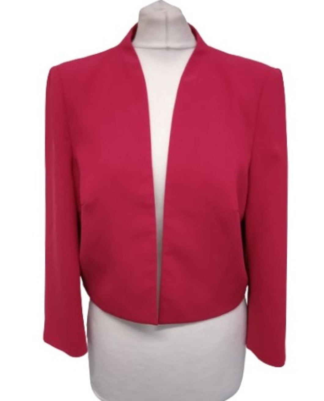 JACQUES VERT Ladies Bright Pink Open Front Bolero Blazer Jacket Size UK16
