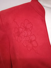 Load image into Gallery viewer, JACQUES VERT Ladies Red Flower Embroidered Single Breasted Jacket Size UK14

