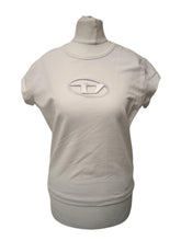 Load image into Gallery viewer, DIESEL Ladies White Cotton Blend Slim Fit T-Angie Cut-Out Logo T-Shirt L BNWT
