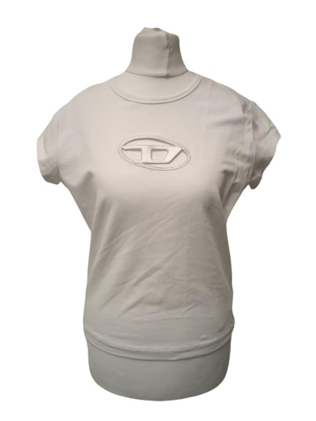 DIESEL Ladies White Cotton Blend Slim Fit T-Angie Cut-Out Logo T-Shirt L BNWT