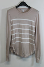 Load image into Gallery viewer, AUTUMN CASHMERE Ladies  Beige Cotton Striped Long Sleeve Knitted Jumper Size M
