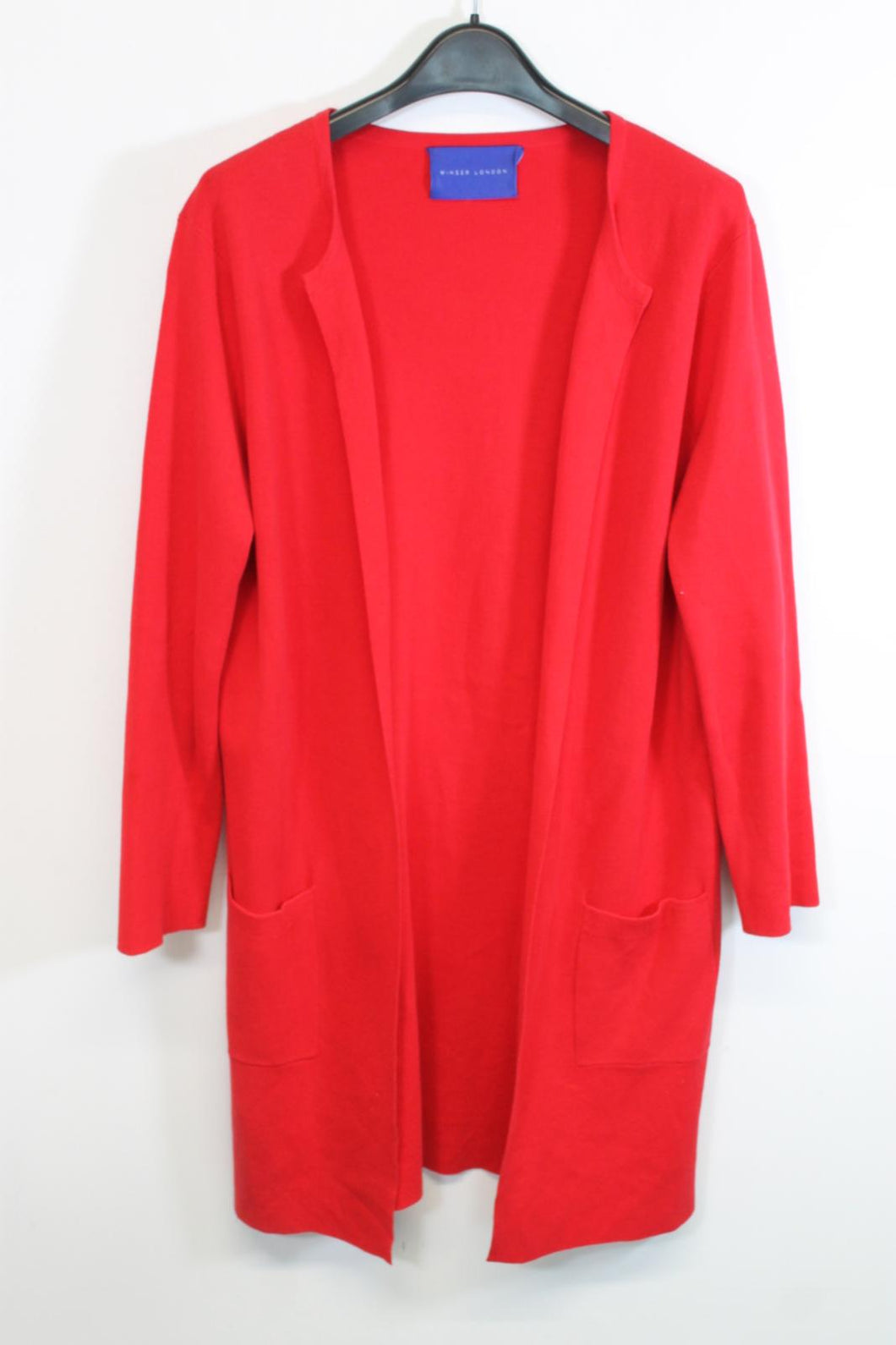 WINSER LONDON Ladies Red Cotton Long Sleeve Wrap Knitted Cardigan Size S
