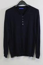 Load image into Gallery viewer, WINSER LONDON Ladies Navy Blue Long Sleeve Henley Knitted Jumper Size L
