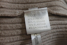 Load image into Gallery viewer, FERRACHE Ladies Beige Cashmere Blend Long Sleeve Ribbed Knitted Cardigan Size L
