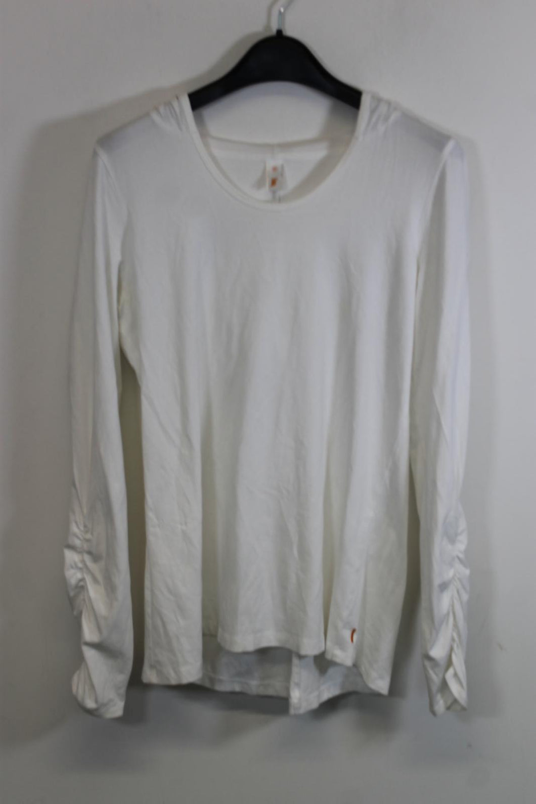 LUCY Ladies White Cotton Long Sleeve Hooded T-Shirt Top Size M