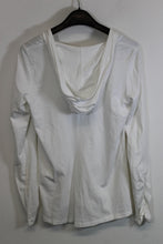 Load image into Gallery viewer, LUCY Ladies White Cotton Long Sleeve Hooded T-Shirt Top Size M
