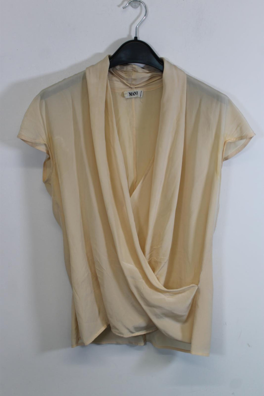 MANI Ladies Pink Silk Cap Sleeve Wrap Tunic Top Blouse EU40 UK12
