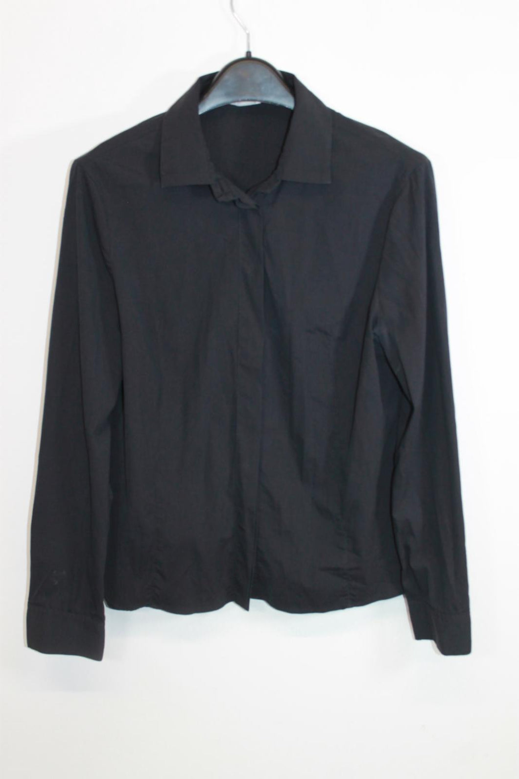 M Ladies Black Cotton Long Sleeve Button Down Shirt EU40 UK12