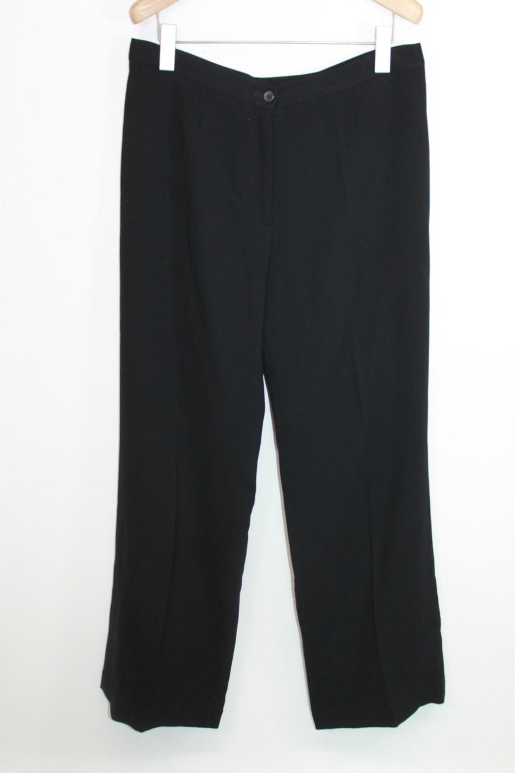 Ladies Black Virgin Wool Wide-Leg Dress Trousers EU40 UK12